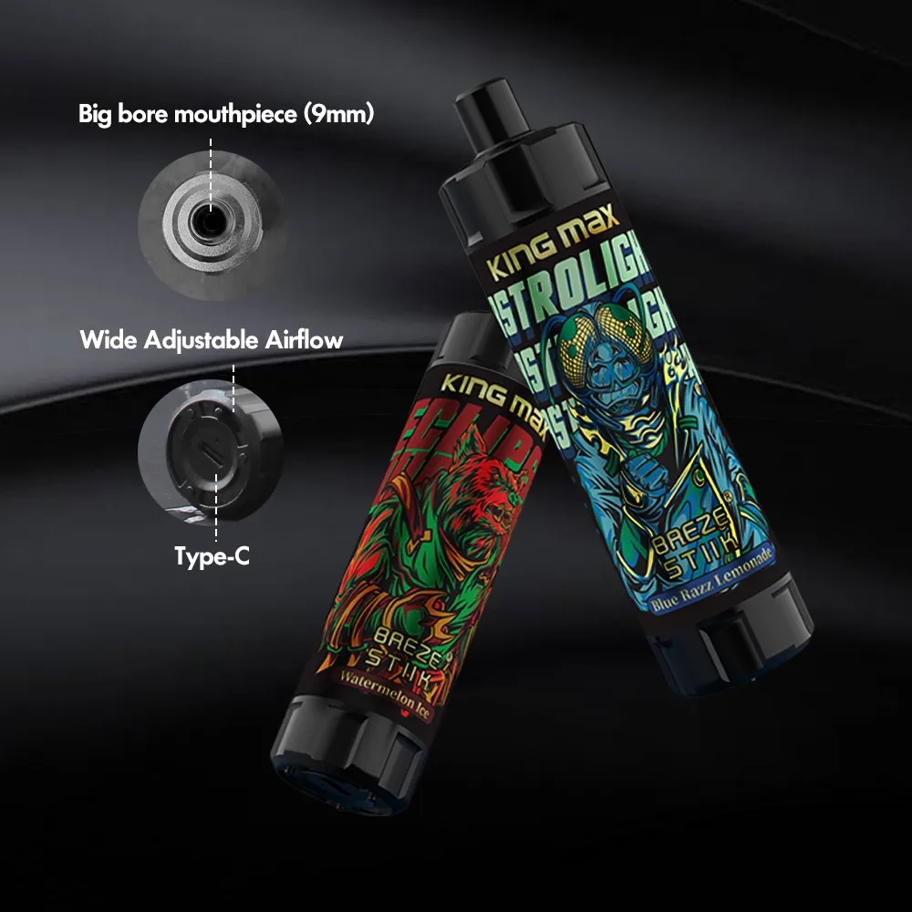 100% Original Breze Stiik King max 10000 Puffs 1OK Pods 20ml Pods With Rechargeable 850mah Rechargable Battery10k Disposable Vape Pen Pod Ecigs-Ecloudvaping