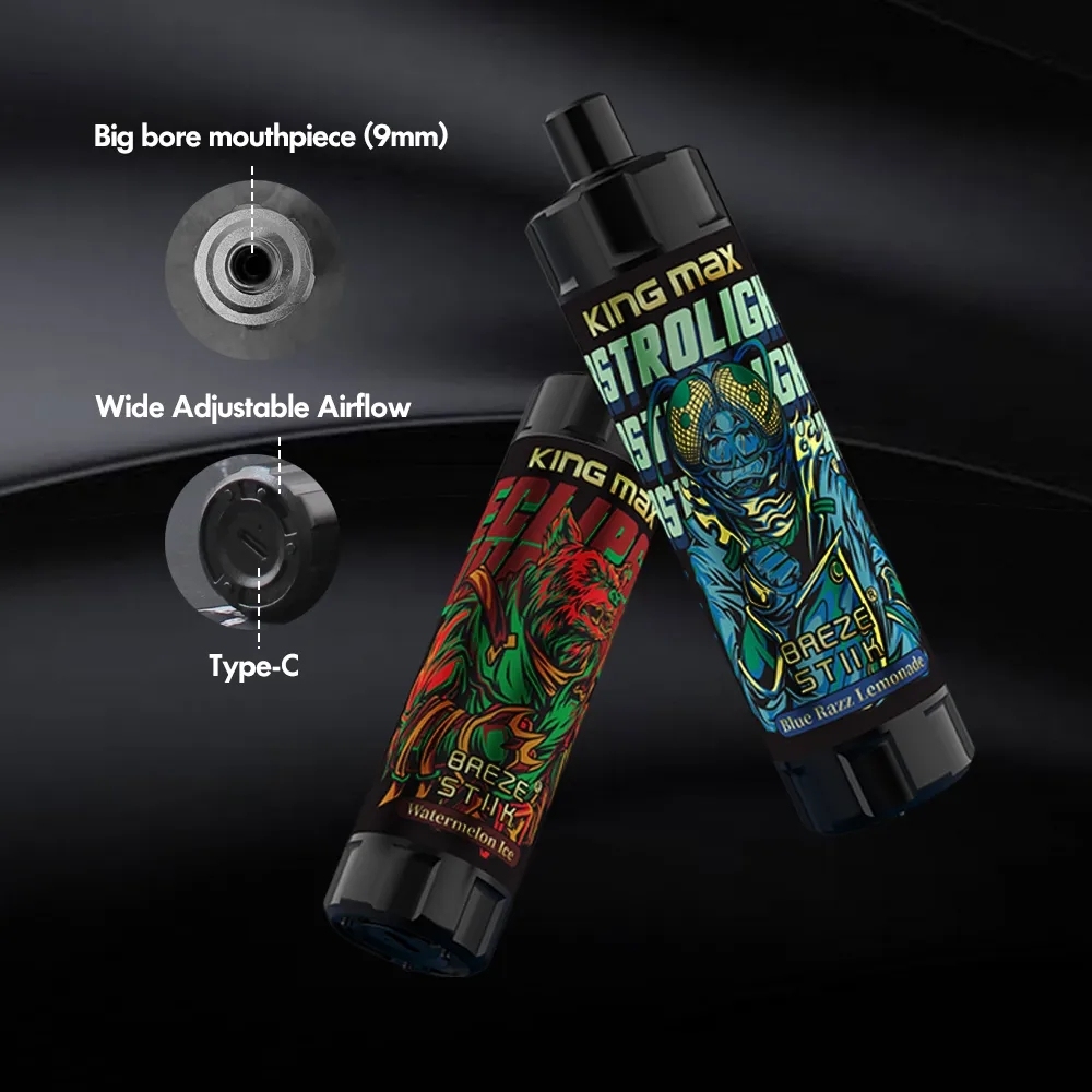 100% Original Breze Stiik King max 10000 Puffs 1OK Pods 20ml Pods With Rechargeable 850mah Rechargable Battery10k Disposable Vape Pen Pod Ecigs-Ecloudvaping