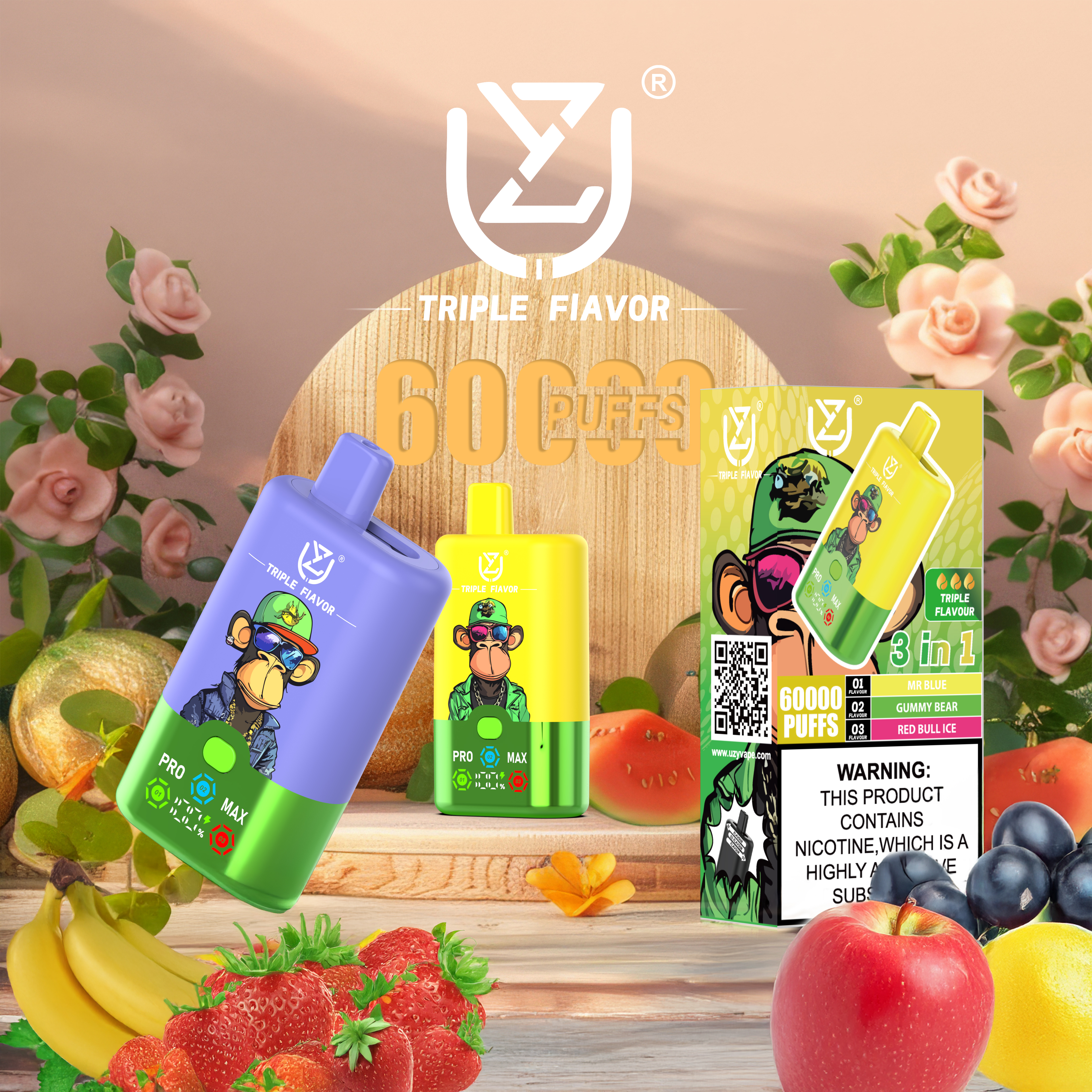 Vape Factory Electronic Cigarette Wholesale I Vape Uzy Triple 60000 Puff Vape 60K Puffs Bar Disposable Vape Pen