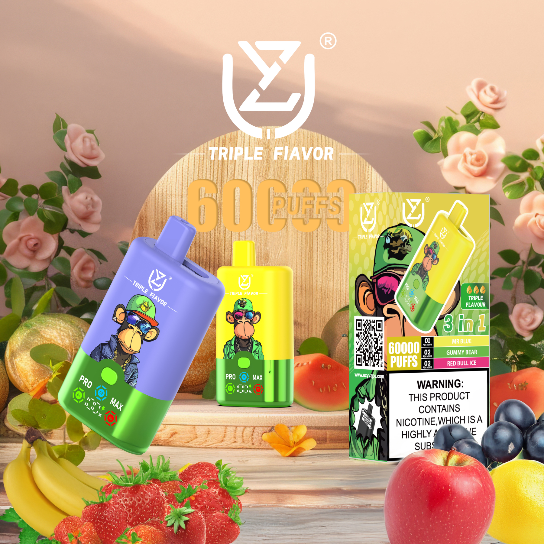 Vape Factory Electronic Cigarette Wholesale I Vape Uzy Triple 60000 Puff Vape 60K Puffs Bar Disposable Vape Pen