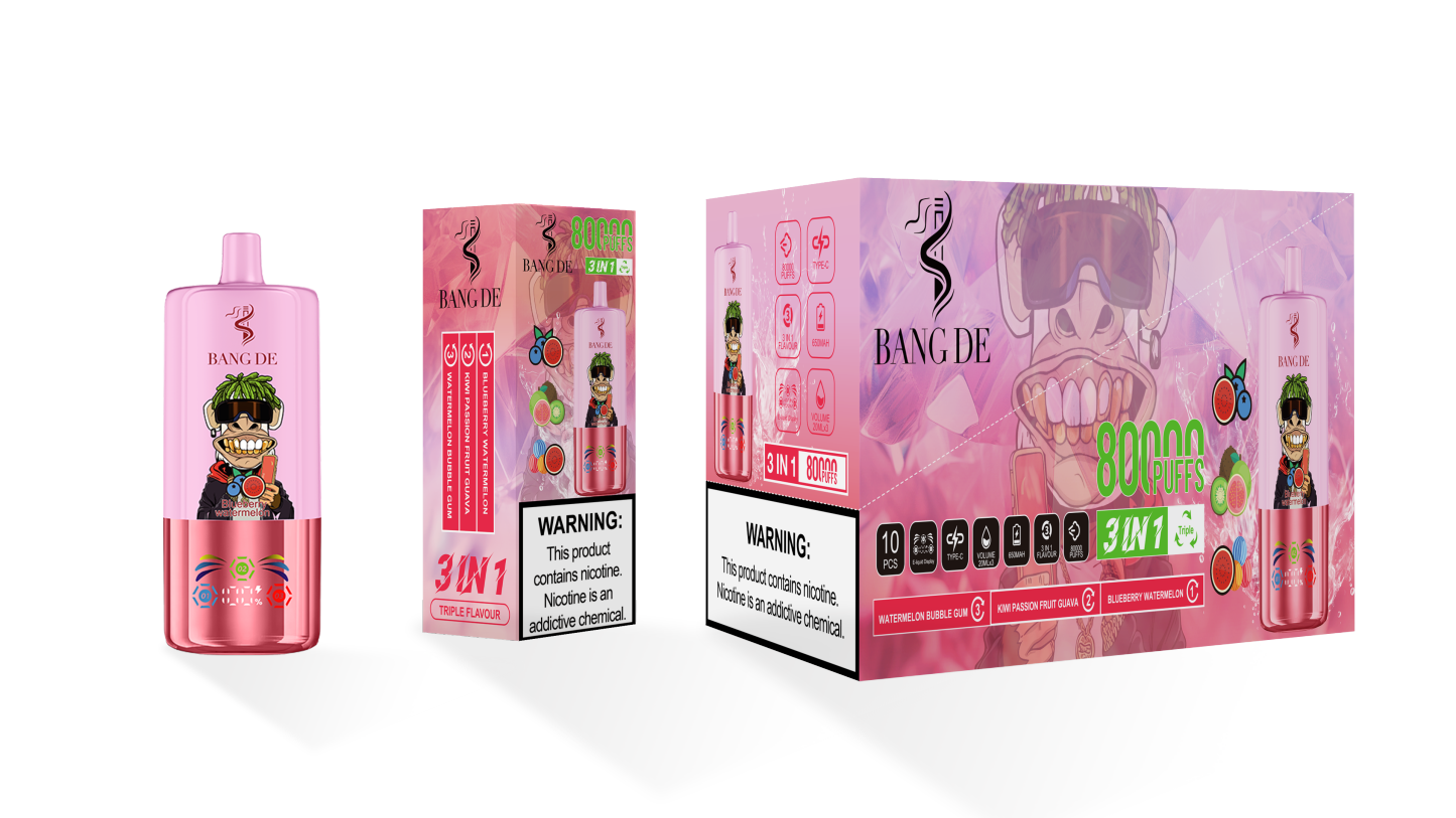 Bang De 80000 Puff Triple 3 in 1 Flavors Rechargeable Disposable Electronic Cigarette Multiple Fruit Flavors Vapor Smoke Vape Crystal Wape Sweet E Puff Tornado
