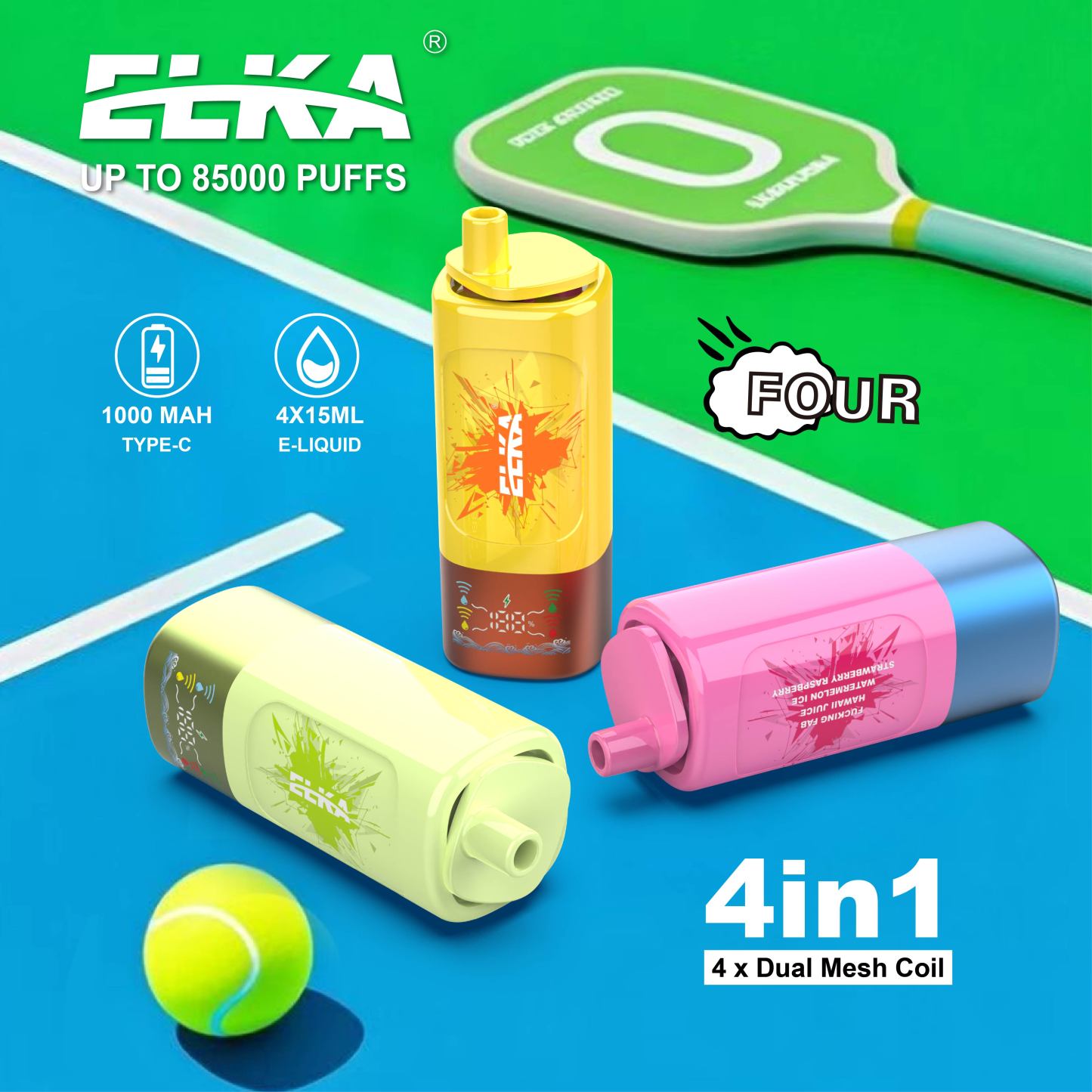 Elka 4in1 85000 Puffs EU Warehouse Puff Vaper 85K Vaping Electronic 4in 1 4 Flavor Rechargeable E Vapor Disposable Vape Factory Wholesaler I Vape