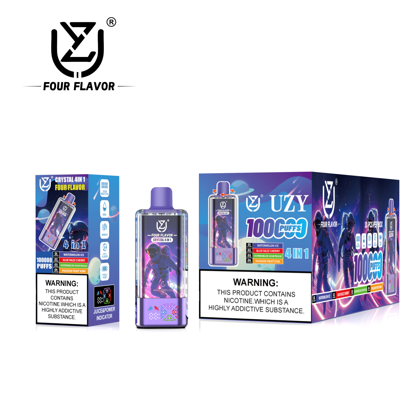 Uzy 6-in-1 Desechable Vape 100K Options Disposable E-Cigarette Wholesale with LED Screen OEM Factory EU Warehouse