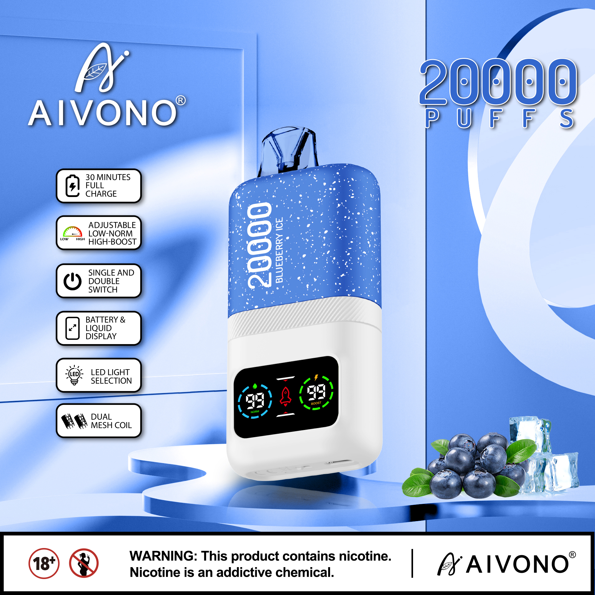 Original Aivono AIM MAGIC 20000 Puffs Smart Screen Vape Disposable Electronic Cigarettes Digital Display Puff 20k 0% 2% 3% 5% 24ml Prefilled Pod Dual Mesh 600mah Rechargeable Battery Pen-Ecloudvaping