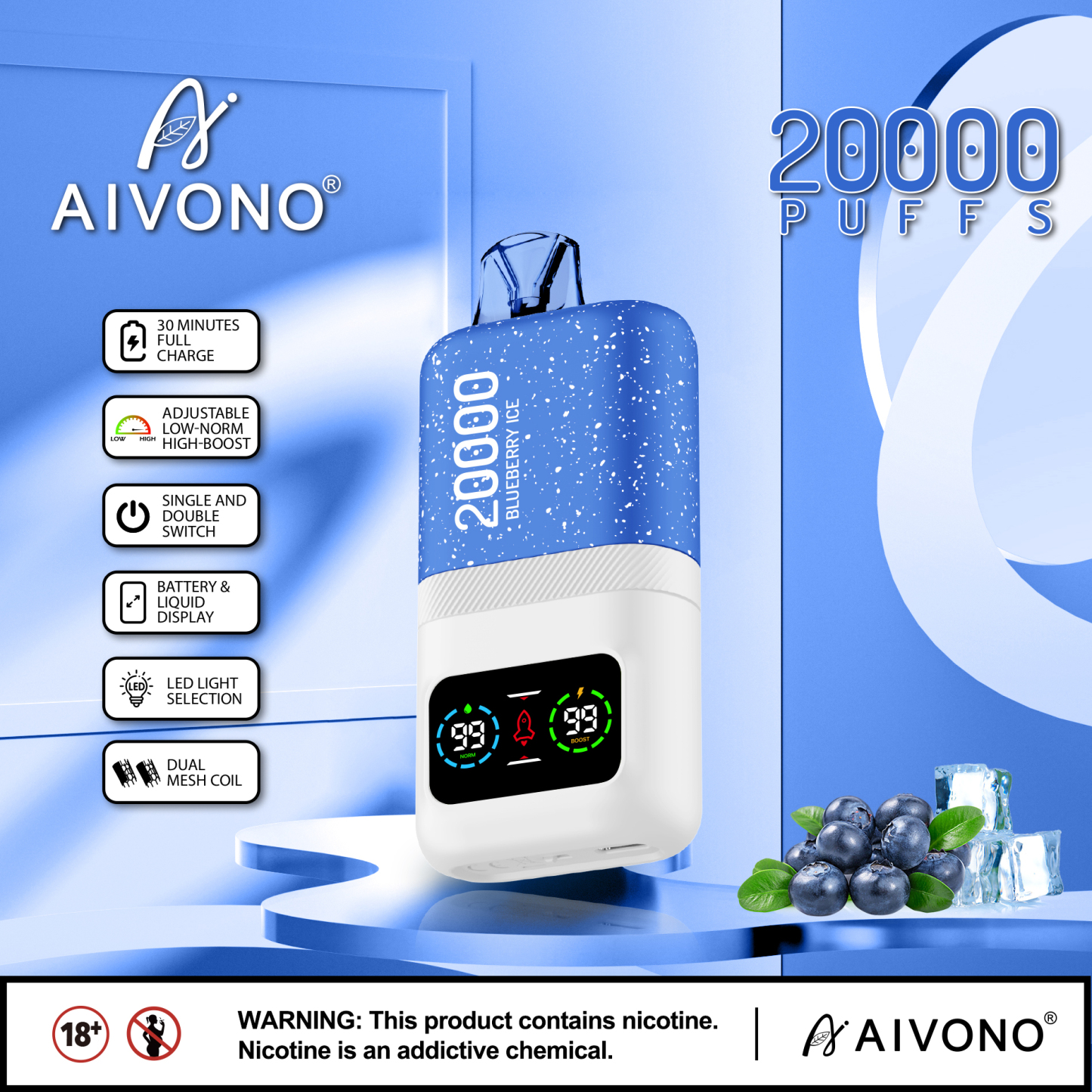 Original Aivono AIM MAGIC 20000 Puffs Smart Screen Vape Disposable Electronic Cigarettes Digital Display Puff 20k 0% 2% 3% 5% 24ml Prefilled Pod Dual Mesh 600mah Rechargeable Battery Pen-Ecloudvaping