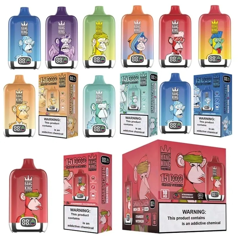 Original Bang King Digital Box 15000 15K Puffs Vape Puff 15000 Mesh Coil 25ml vaper vape 15000 puffs 0/2/3/5% Rechargeable 650mAh RGB VS Tornado 1200-Ecloudvaping