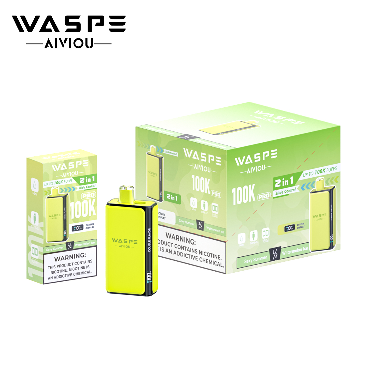 Wholesale Disposable Vape Waspe 100K PRO Puffs 2in1 Intelligent Smoke Double Flavors EUwarehouse