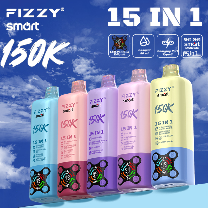 2026 Best Sales Fizzy 150000 80000 Puffs 150K 100K 80K 60K 50K Puff 15 in 1 6 in 1 4 in 1 Vape Bar 2% 5% Nicotine Wholesale Disposable E Cigarette Best Sales