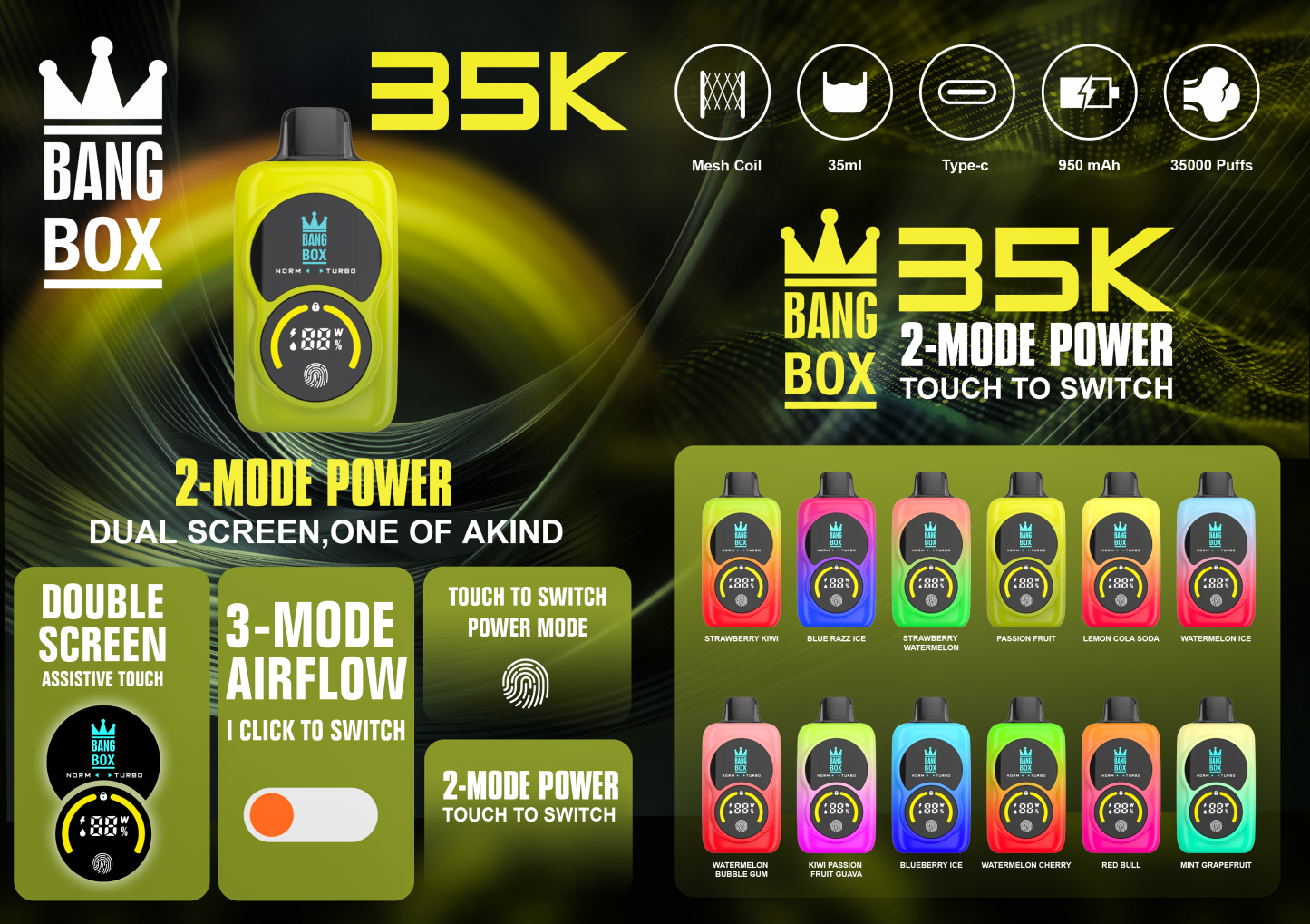 Bang Box 35000 35K Puff E Vaper 30000 25 K Couches Desechable Crystal-20K Box PAS