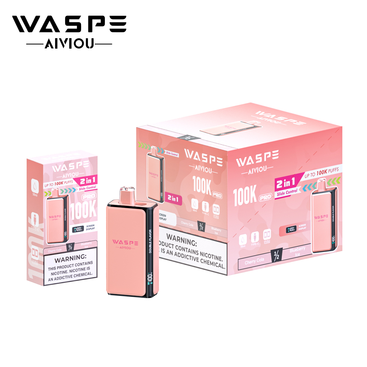 Wholesale Disposable Vape Waspe 100K PRO Puffs 2in1 Intelligent Smoke Double Flavors EUwarehouse