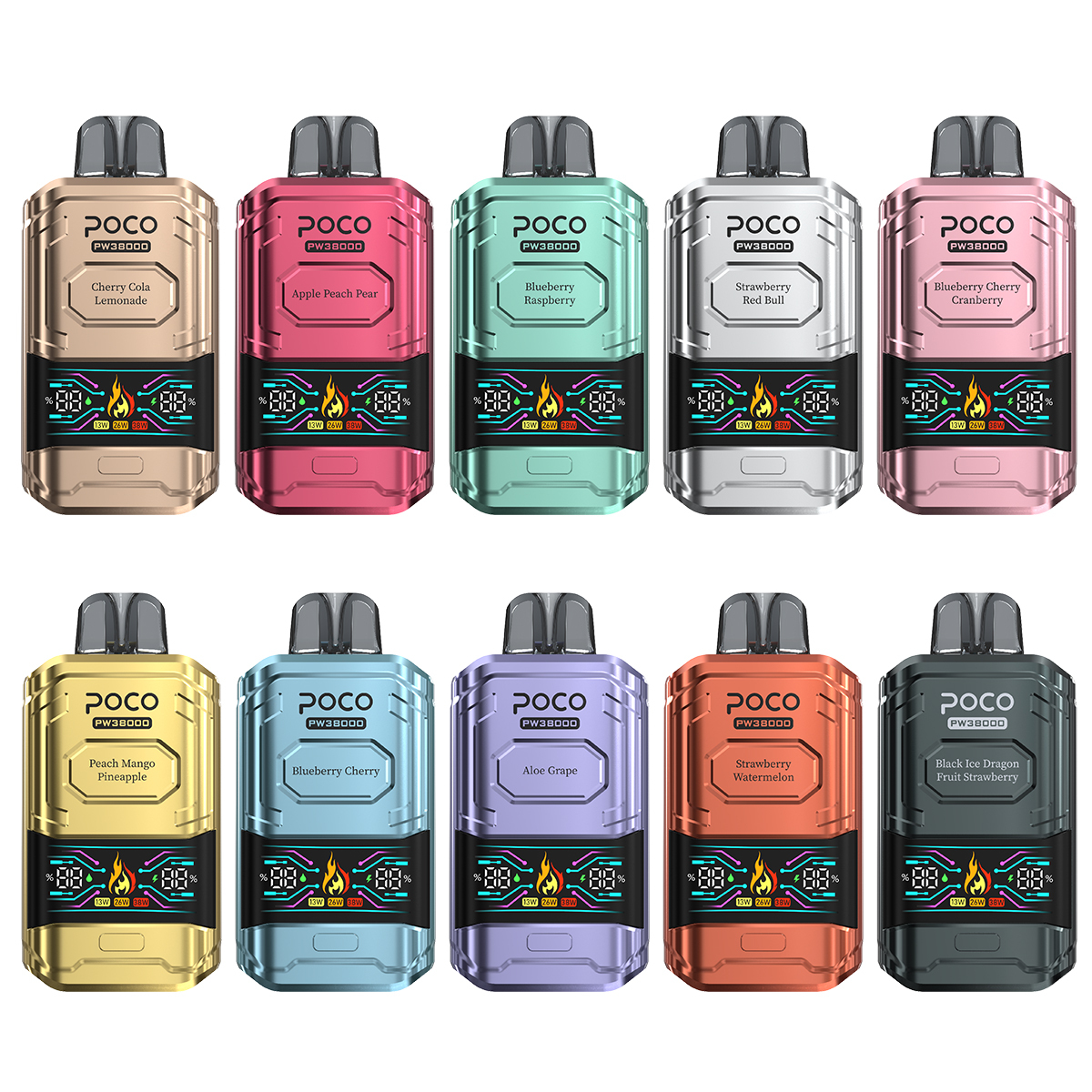 Poco Vape Vaper 38000 38K Puffs Rechargeable Disposable Variable Voltage Big Vapor Electronic Cigarette Visible Poco Sc3000 Vapor Smoke Vape