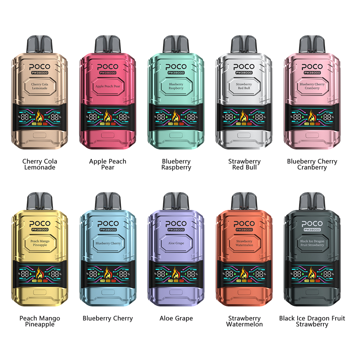 Poco Vape Vaper 38000 38K Puffs Rechargeable Disposable Variable Voltage Big Vapor Electronic Cigarette Visible Poco Sc3000 Vapor Smoke Vape