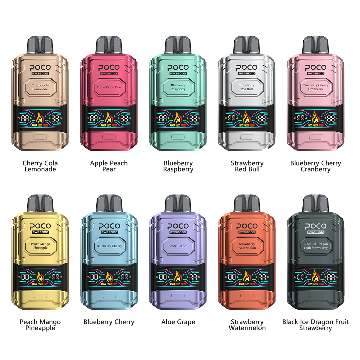 Poco Vape Vaper 38000 38K Puffs Rechargeable Disposable Variable Voltage Big Vapor Electronic Cigarette Visible Poco Sc3000 Vapor Smoke Vape