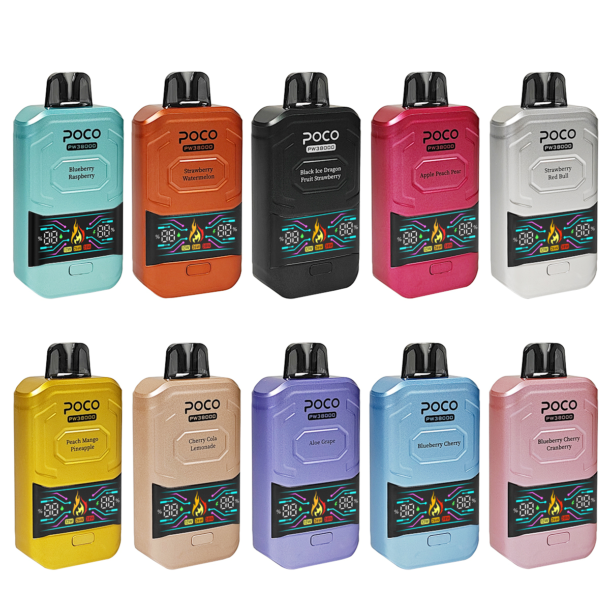 Poco Vape Vaper 38000 38K Puffs Rechargeable Disposable Variable Voltage Big Vapor Electronic Cigarette Visible Poco Sc3000 Vapor Smoke Vape