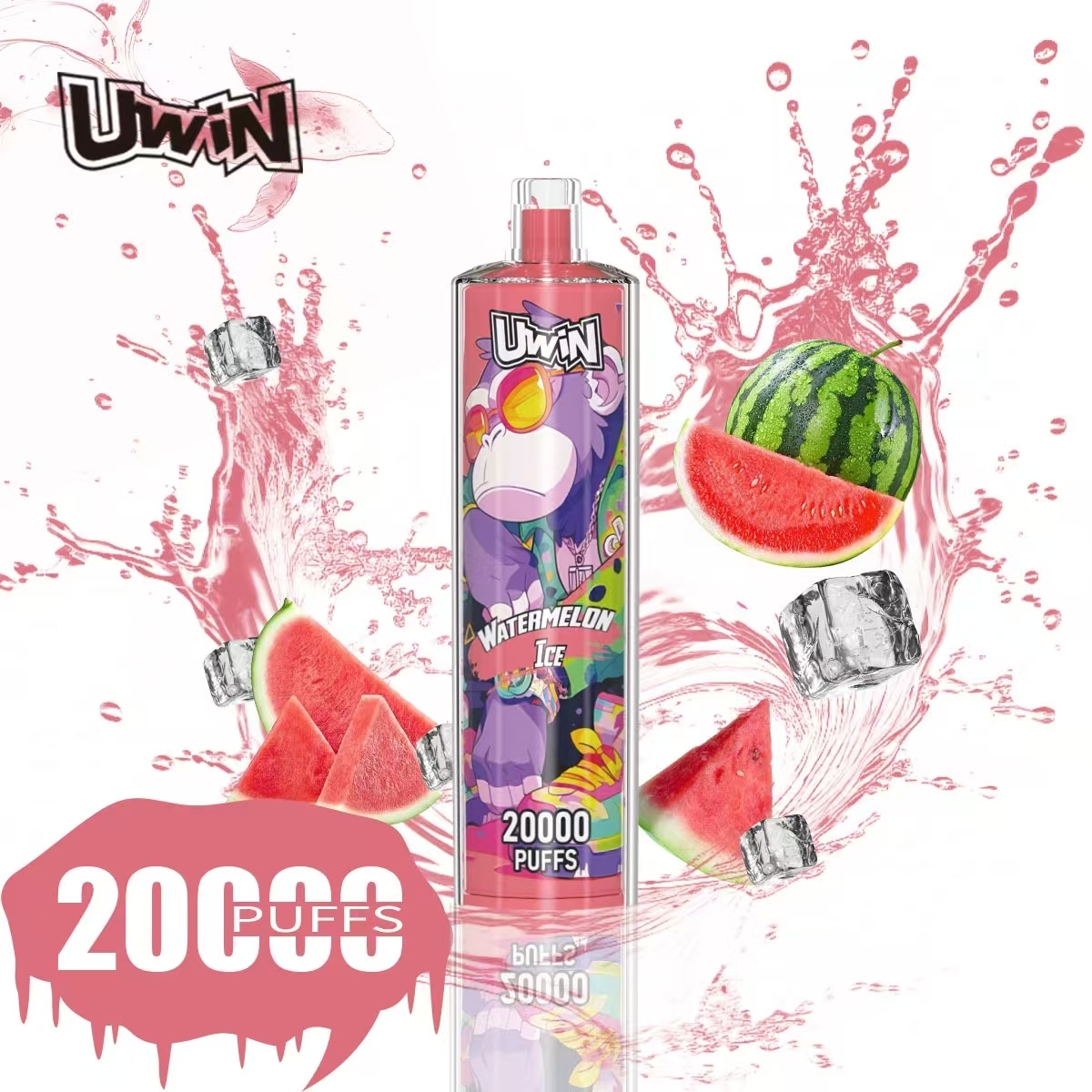 Uwin Shisha Hookah Crystal 20000 Puff Bood Twins Banana Ice Smart Screen Cherry Ice Cherry Lime Disposable E-Cigarettes Cigarrillo Electronico Vape 30K Bar Disp
