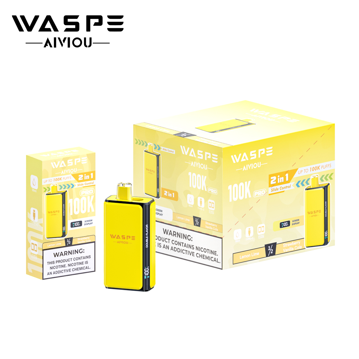 Wholesale Disposable Vape Waspe 100K PRO Puffs 2in1 Intelligent Smoke Double Flavors EUwarehouse