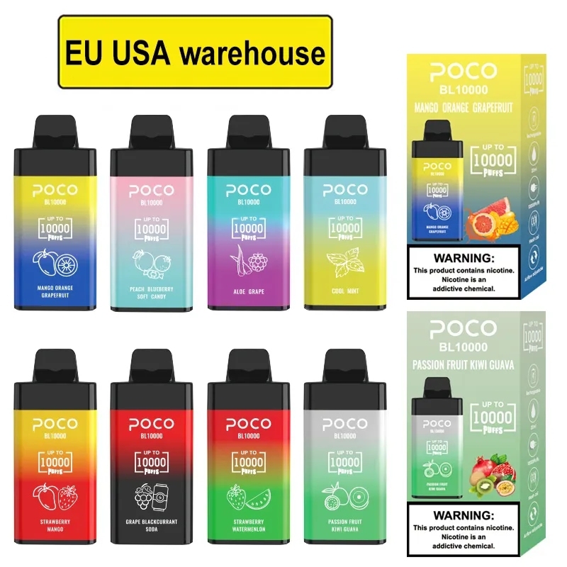 EU USA Warehouse Original 10000 Puffs Disposable Vape Poco Bl10000 Electronic Cigarette Vape Pen Rechargeable Airflow Adjustable 20ml 15 Flaovrs-Ecloudvaping