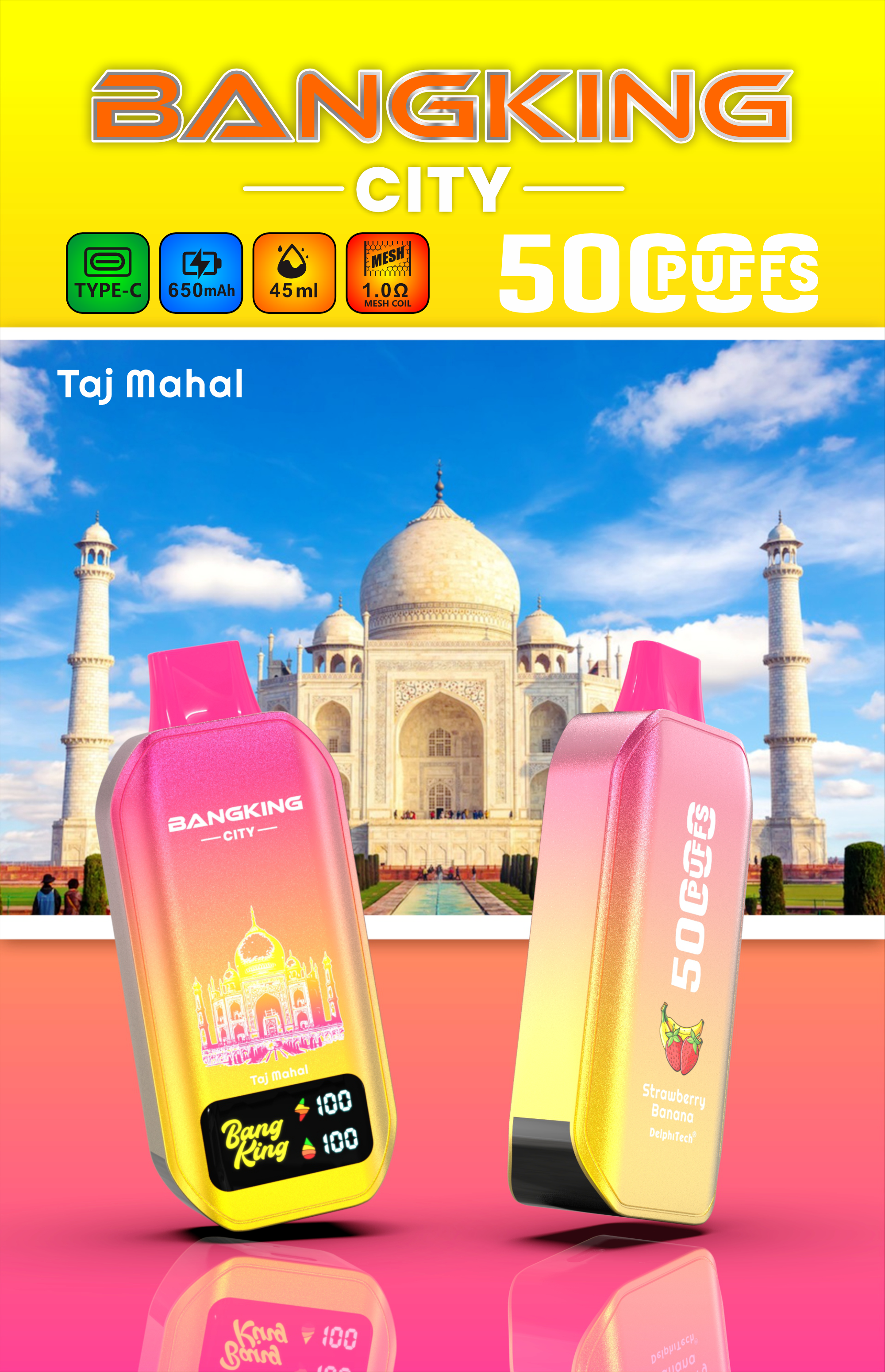 Bang 50000 Puffs Disposable Vape Electronic Cigarette 50K Double Flavor E Cig Wholesale EU Warehouse