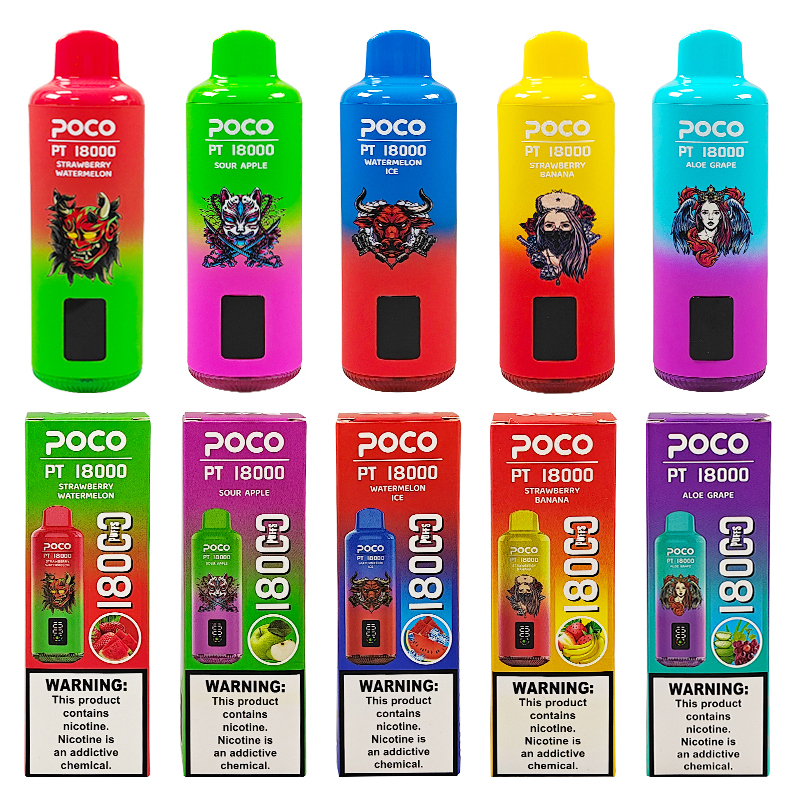 EU Warehouse Poco PT18000 Puffs 18000 Vapers Disposable Vape Pen E Cigarette Puff 18K Vape with Display Screen Wholesale Cigarette