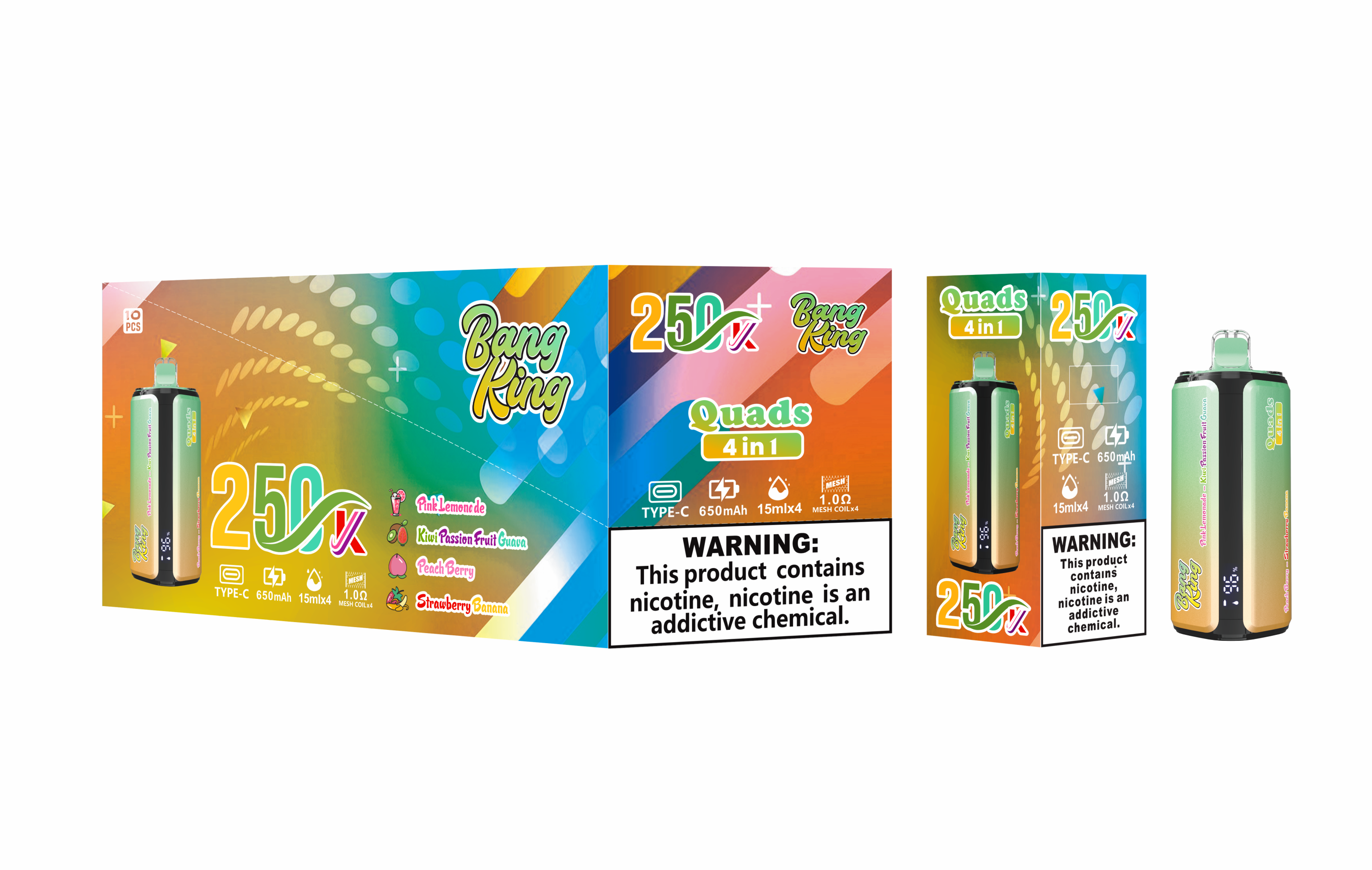 EU Warehouse Bang King Vape 4 in 1 250K Puff Vape 250000 Puff Disposable Vape Best Vape Disposable Vape 200K 300K Bang Ecigs Spain Germany Stock