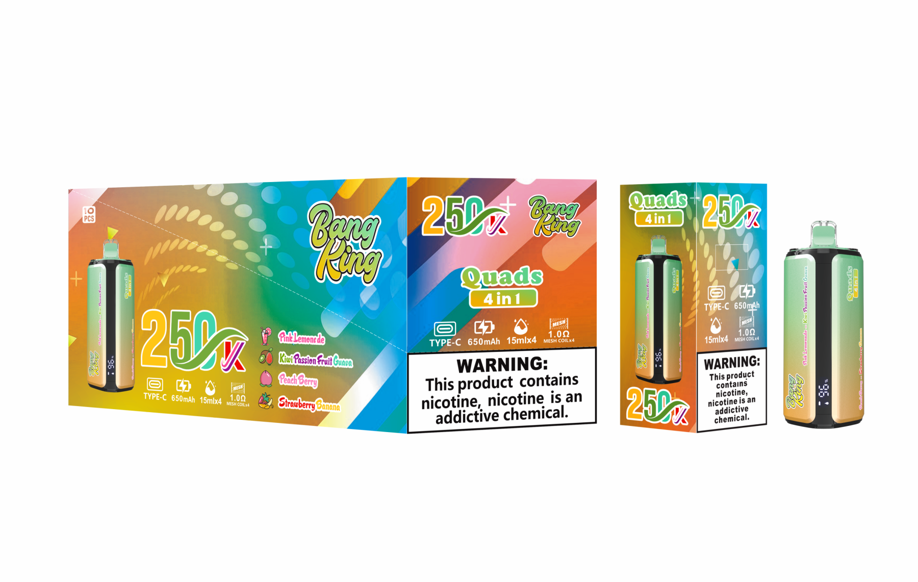 EU Warehouse Bang King Vape 4 in 1 250K Puff Vape 250000 Puff Disposable Vape Best Vape Disposable Vape 200K 300K Bang Ecigs Spain Germany Stock