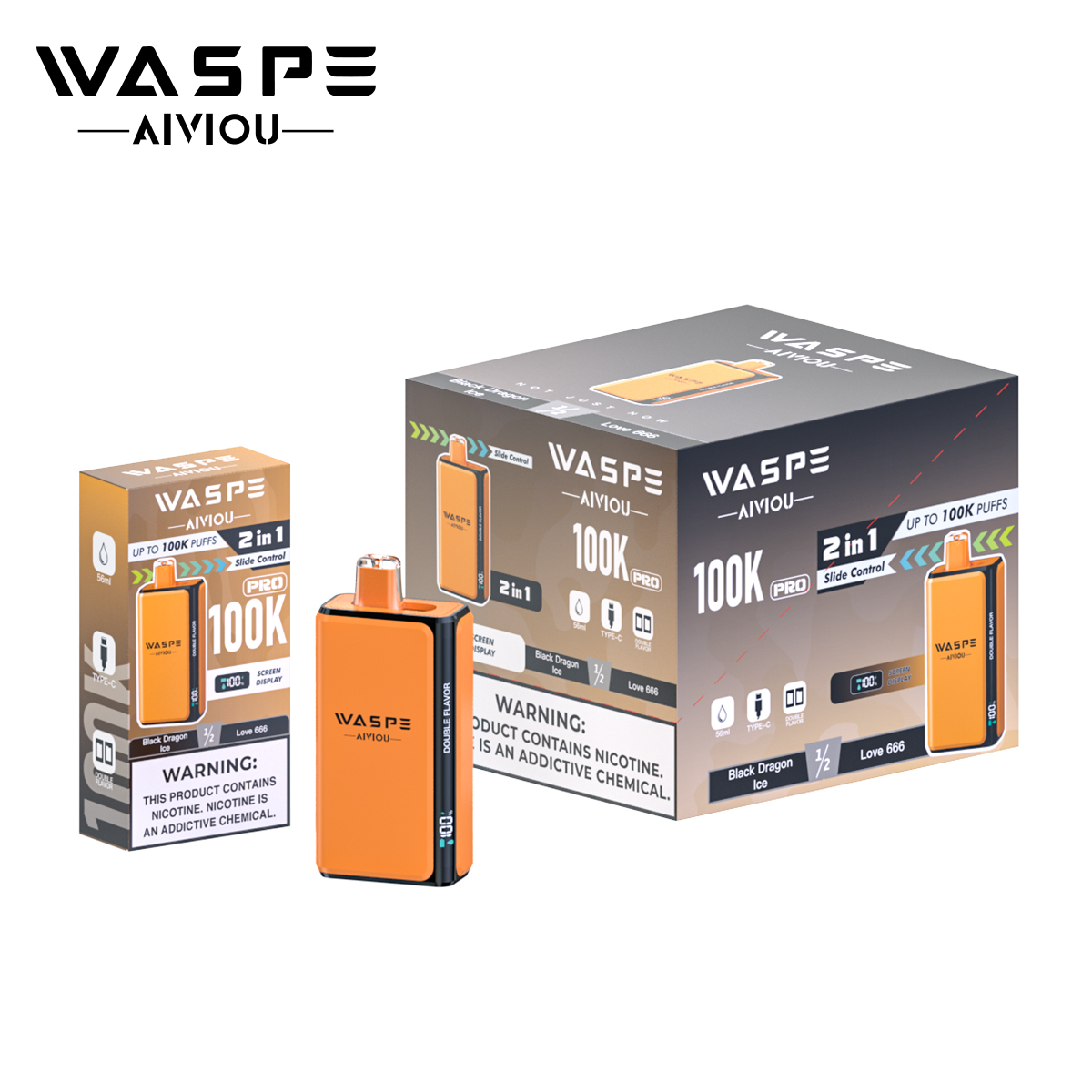 Wholesale Disposable Vape Waspe 100K PRO Puffs 2in1 Intelligent Smoke Double Flavors EUwarehouse