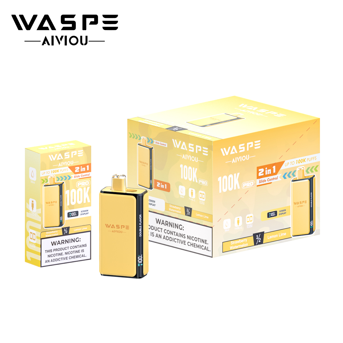 Wholesale Disposable Vape Waspe 100K PRO Puffs 2in1 Intelligent Smoke Double Flavors EUwarehouse