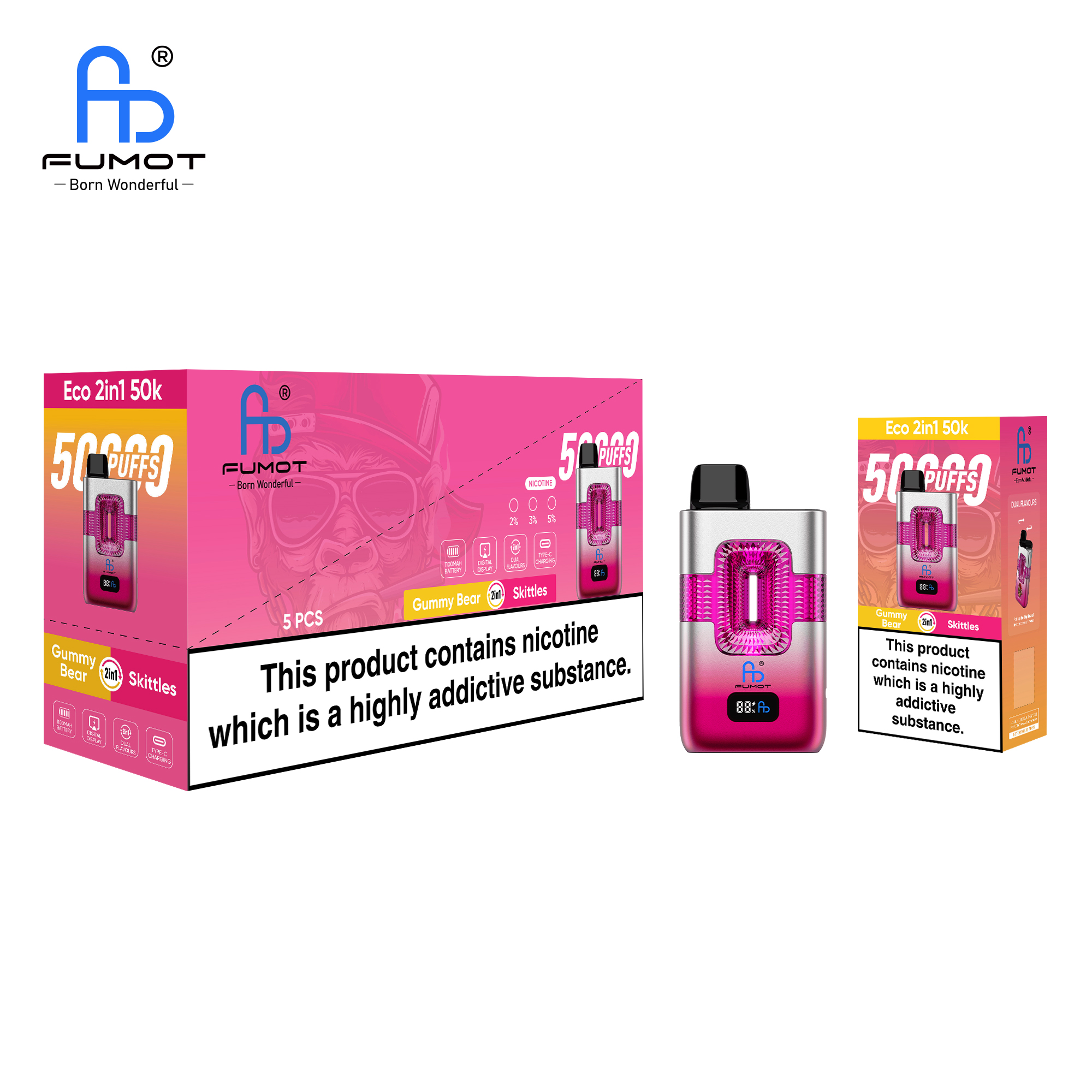 [Copy]Fumot RandM ECO 2in1 50000 Puffs Smart Digital Display Original Factory Power Display Randm 50K Vape Fast Shipping