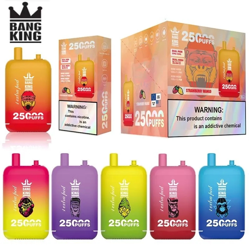  Original Bang king 25000 puffs disposable E cigarettes 46ml pre-filled vapor pods 650mAh rechargeable battery 25k puffs vapedevices Dual Mesh Vaporizers 12flavors -Ecloudvaping