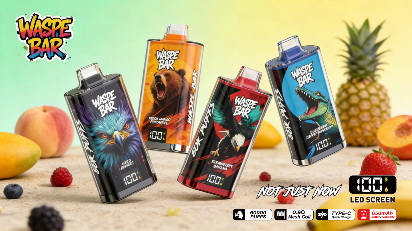 Waspe Bar 60K 60000 Puffs Disposable Vape Pen Multiple Flavors Rechargeable Mesh Coil Vape 60000 Puffs Disposable Vape Wholesale Vape Rechargeable Vape