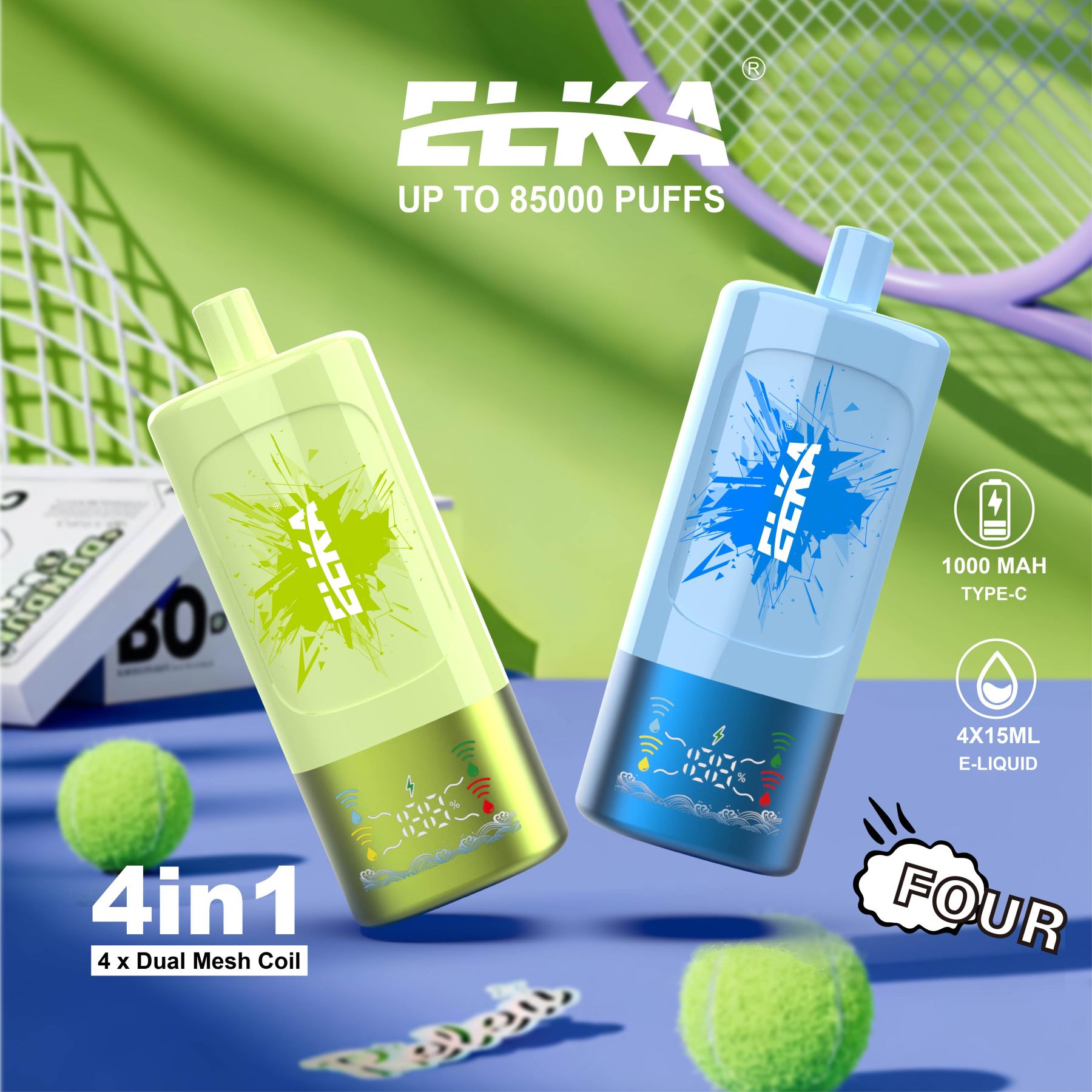 Elka 4in1 85000 Puffs EU Warehouse Puff Vaper 85K Vaping Electronic 4in 1 4 Flavor Rechargeable E Vapor Disposable Vape Factory Wholesaler I Vape