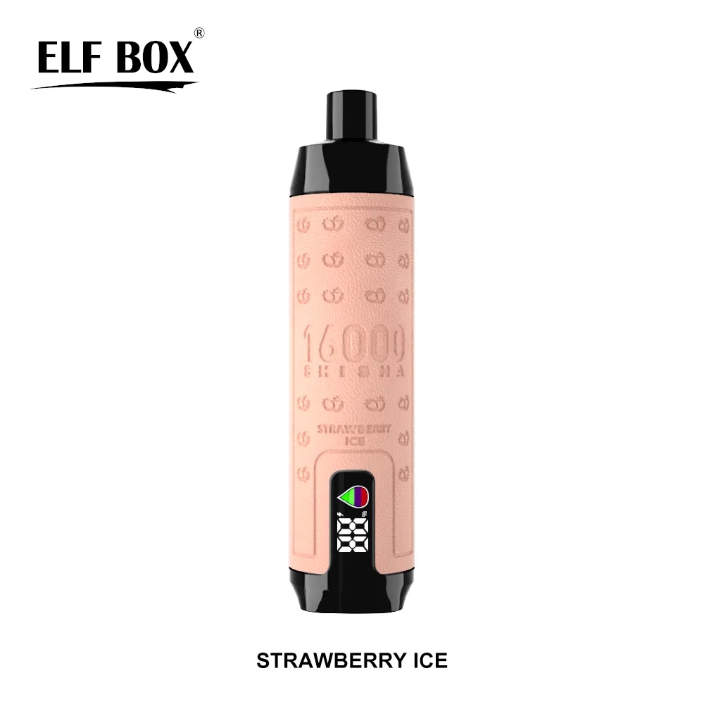  Original Elf Box Shisha 16000 Puffs Puff 16k Disposable Vape LED Display Mesh Coil DESIRE AL fakher crown bar Adjustable Airflow Pre-filled 28ml Rechargeable -Ecloudvaping