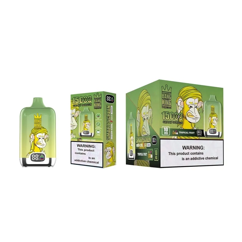 Original Bang King Digital Box 15000 15K Puffs Vape Puff 15000 Mesh Coil 25ml vaper vape 15000 puffs 0/2/3/5% Rechargeable 650mAh RGB VS Tornado 1200-Ecloudvaping