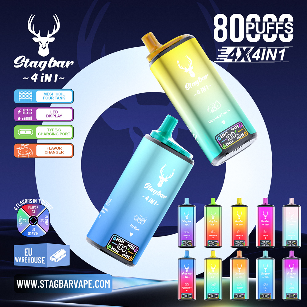 Stag Bar 80000 Puff 4in1 Flavors Disposable Vape 30000 30K 40000 40K 50K 60K Puffs Vapors Electronic Cigarette