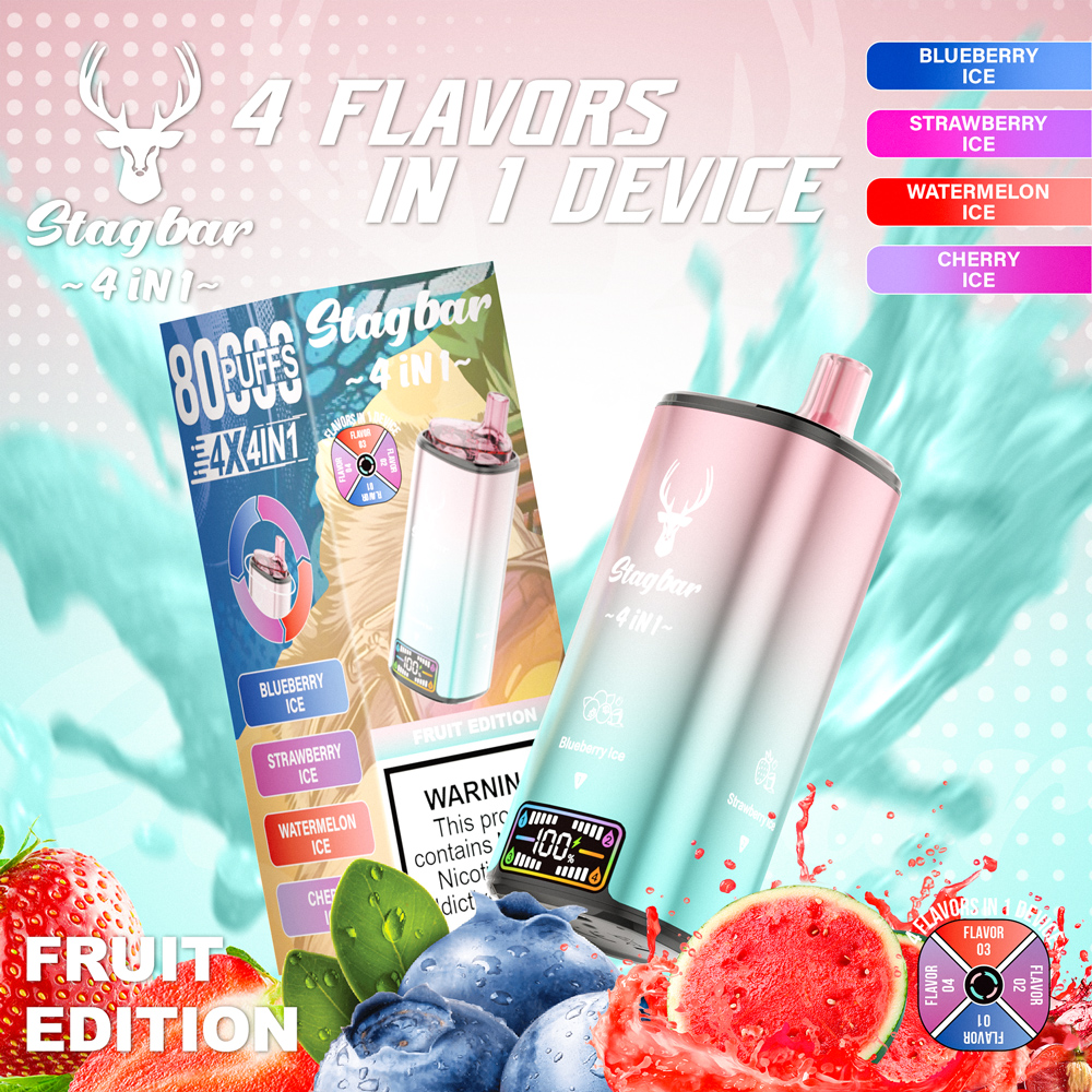 Stag Bar 80000 Puff 4in1 Flavors Disposable Vape 30000 30K 40000 40K 50K 60K Puffs Vapors Electronic Cigarette