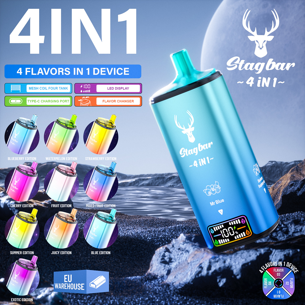 Stag Bar 80000 Puff 4in1 Flavors Disposable Vape 30000 30K 40000 40K 50K 60K Puffs Vapors Electronic Cigarette