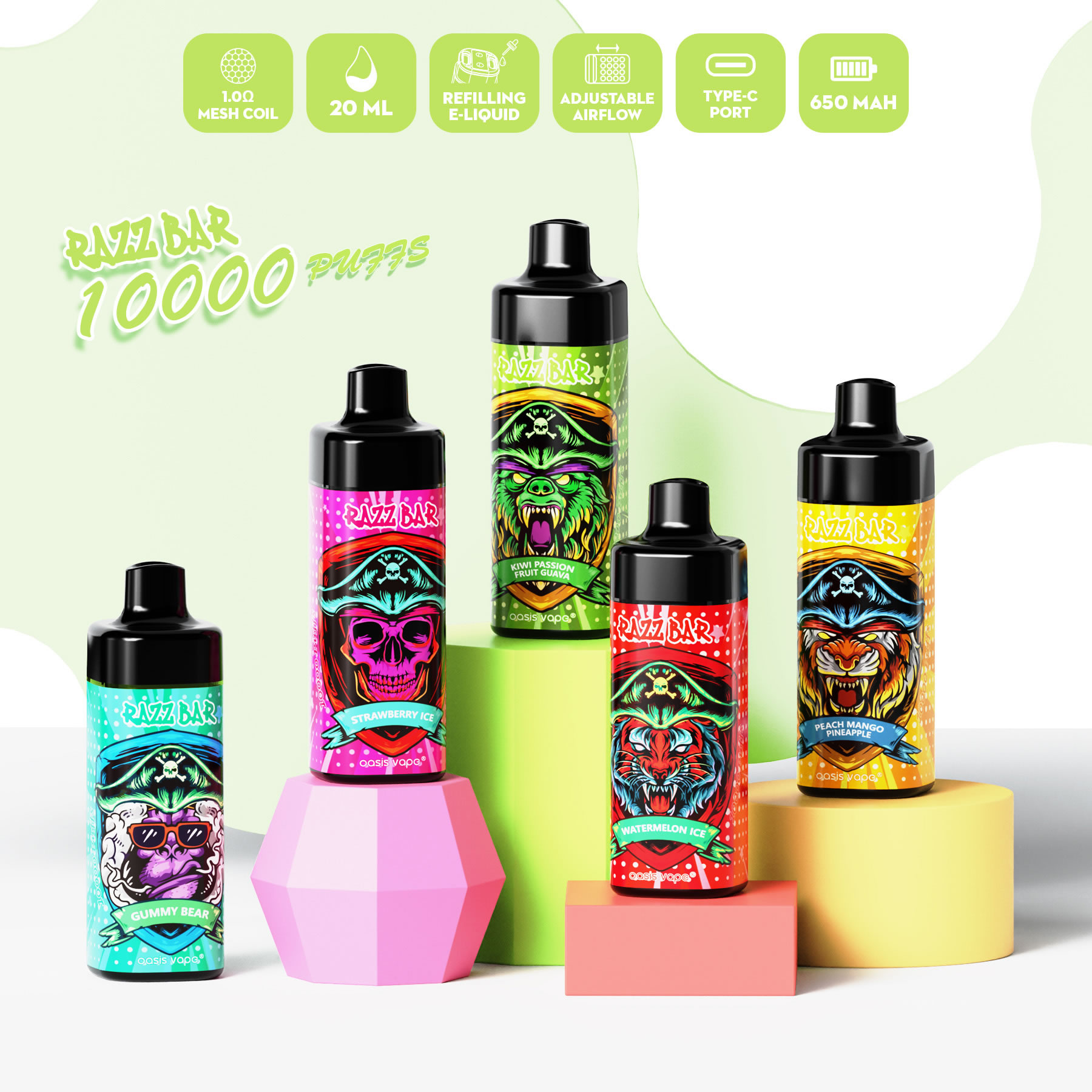 EU Warehouse Razzbar 10K Vaper Esmoke Vaporizer Wholesale I Vape Pen E Cigarette Puff Tornado 10000 Puff Razz Bar Electronic Cigarette Wholesale