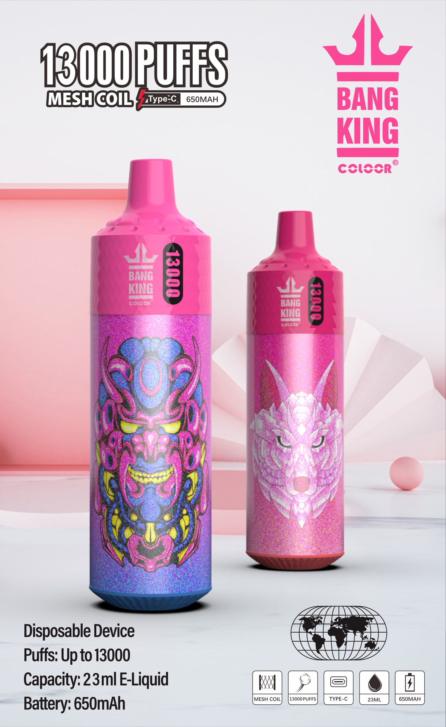 Bang king 13000 Puffs Disposable Vape Pen E Cigarette 650mah Rechargeable Battery 23ml Pod mesh dispose of puff Vape 