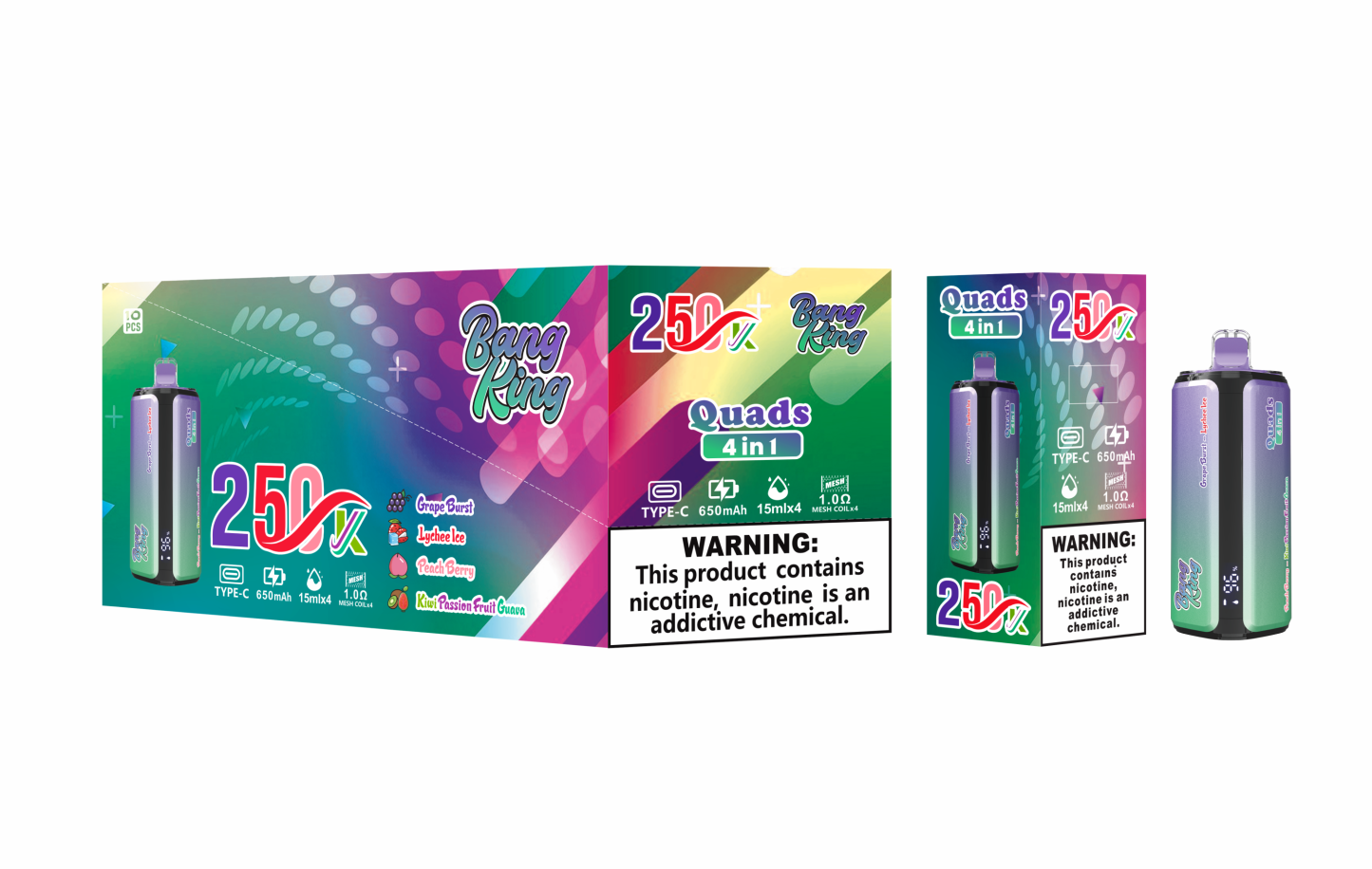 EU Warehouse Bang King Vape 4 in 1 250K Puff Vape 250000 Puff Disposable Vape Best Vape Disposable Vape 200K 300K Bang Ecigs Spain Germany Stock