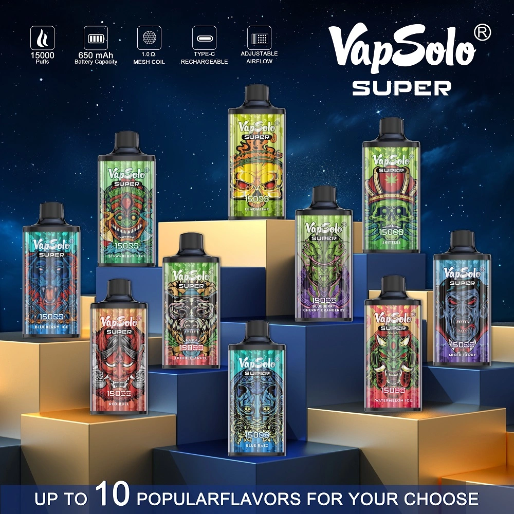 Vap Solo Super 15000 Puffs Tornado Randm 9000 10000 12000 Vap Solo 10K 12K 15K Puff Bar Poco Vaper Shisha Cigarette