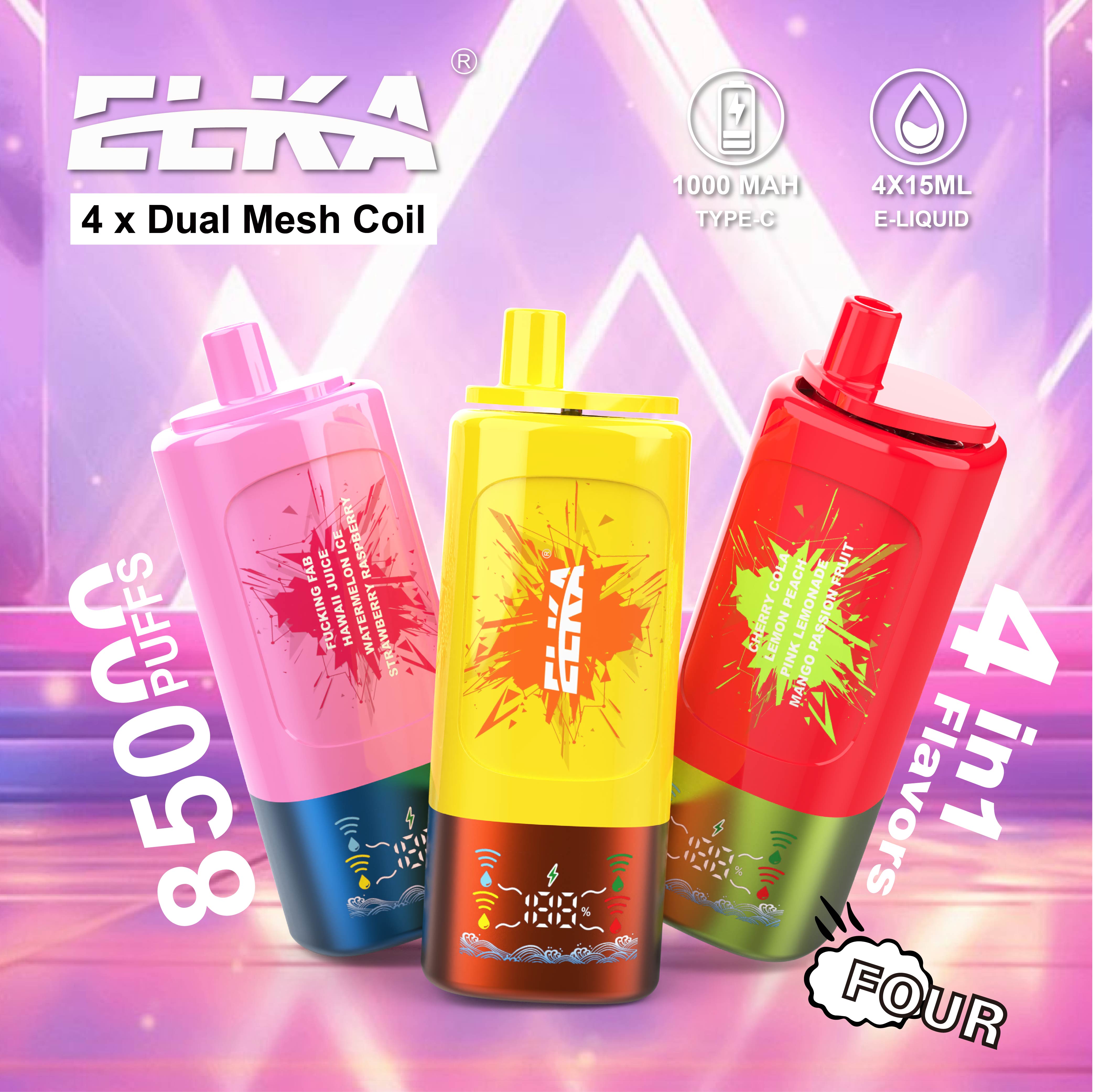 Elka 4in1 85000 Puffs EU Warehouse Puff Vaper 85K Vaping Electronic 4in 1 4 Flavor Rechargeable E Vapor Disposable Vape Factory Wholesaler I Vape