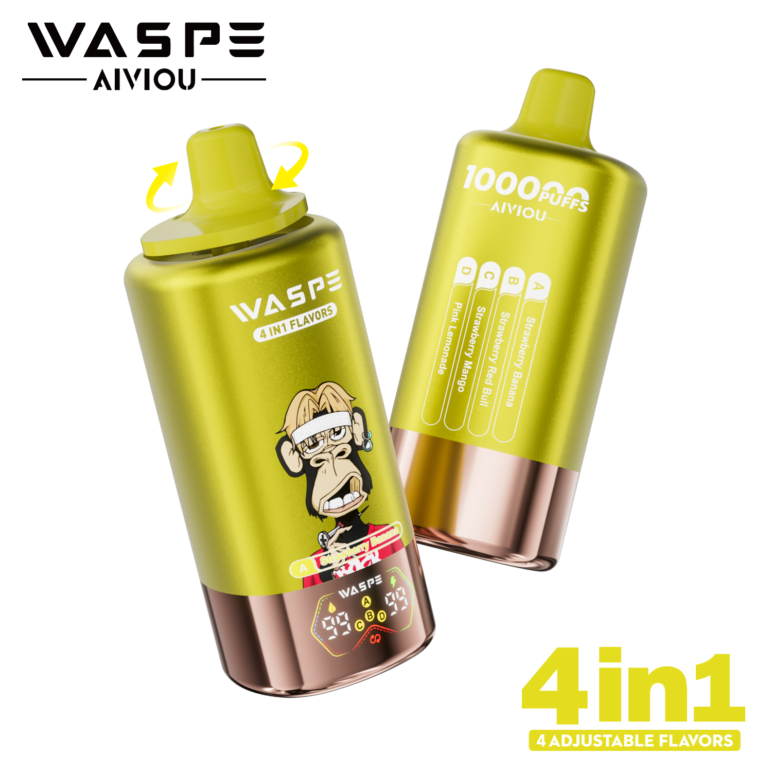 Waspe 100000 Puffs Quadruple Flavors 4 in 1 Tornado Vaper 100K 60K E Cigarette Wholesale Rechargeable Vapor EU Warehouse Spain