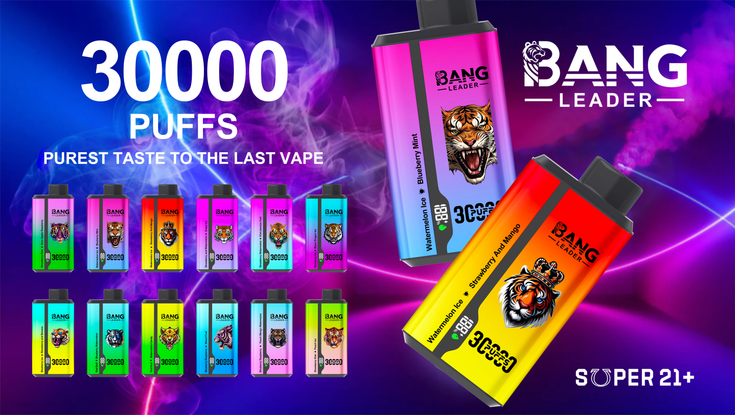 Bang leader 30000 30k 36ml Preloaded 650mAh Rechargeable Pen 0%2%3%5% disposable Intelligent display 