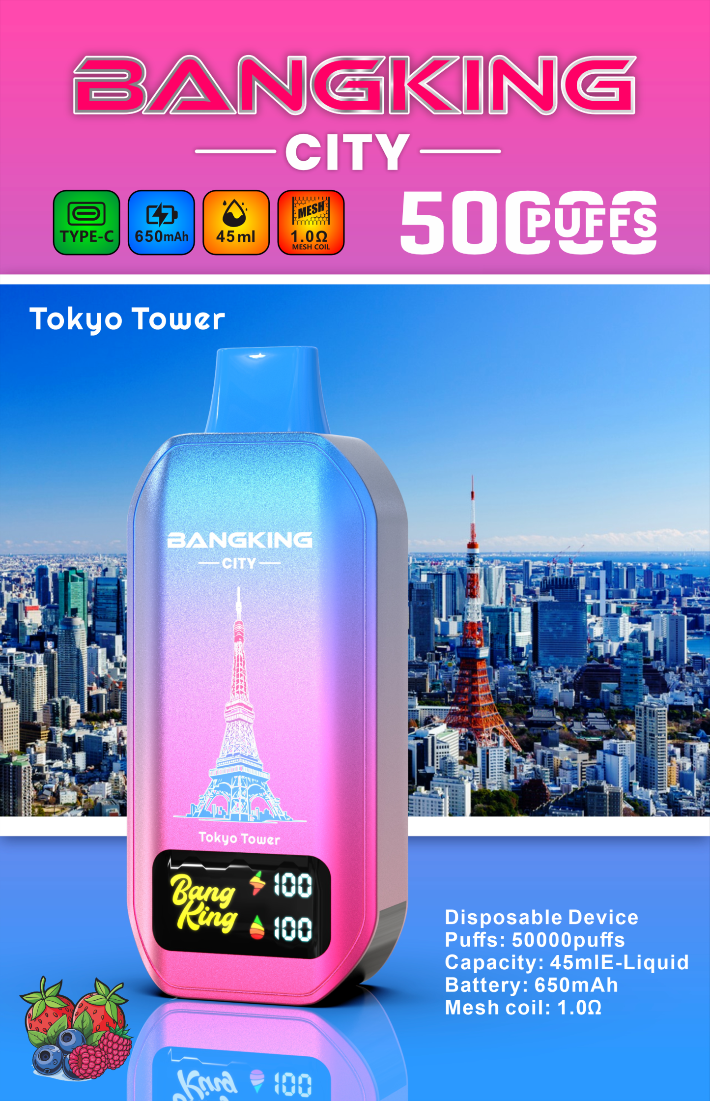 Bang 50000 Puffs Disposable Vape Electronic Cigarette 50K Double Flavor E Cig Wholesale EU Warehouse