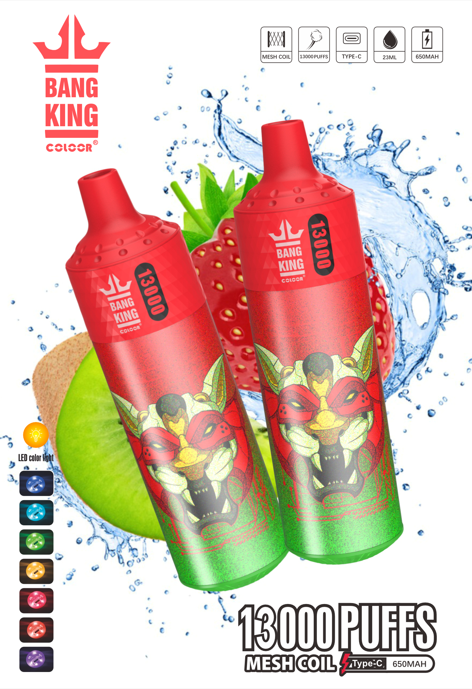 Bang king 13000 Puffs Disposable Vape Pen E Cigarette 650mah Rechargeable Battery 23ml Pod mesh dispose of puff Vape 