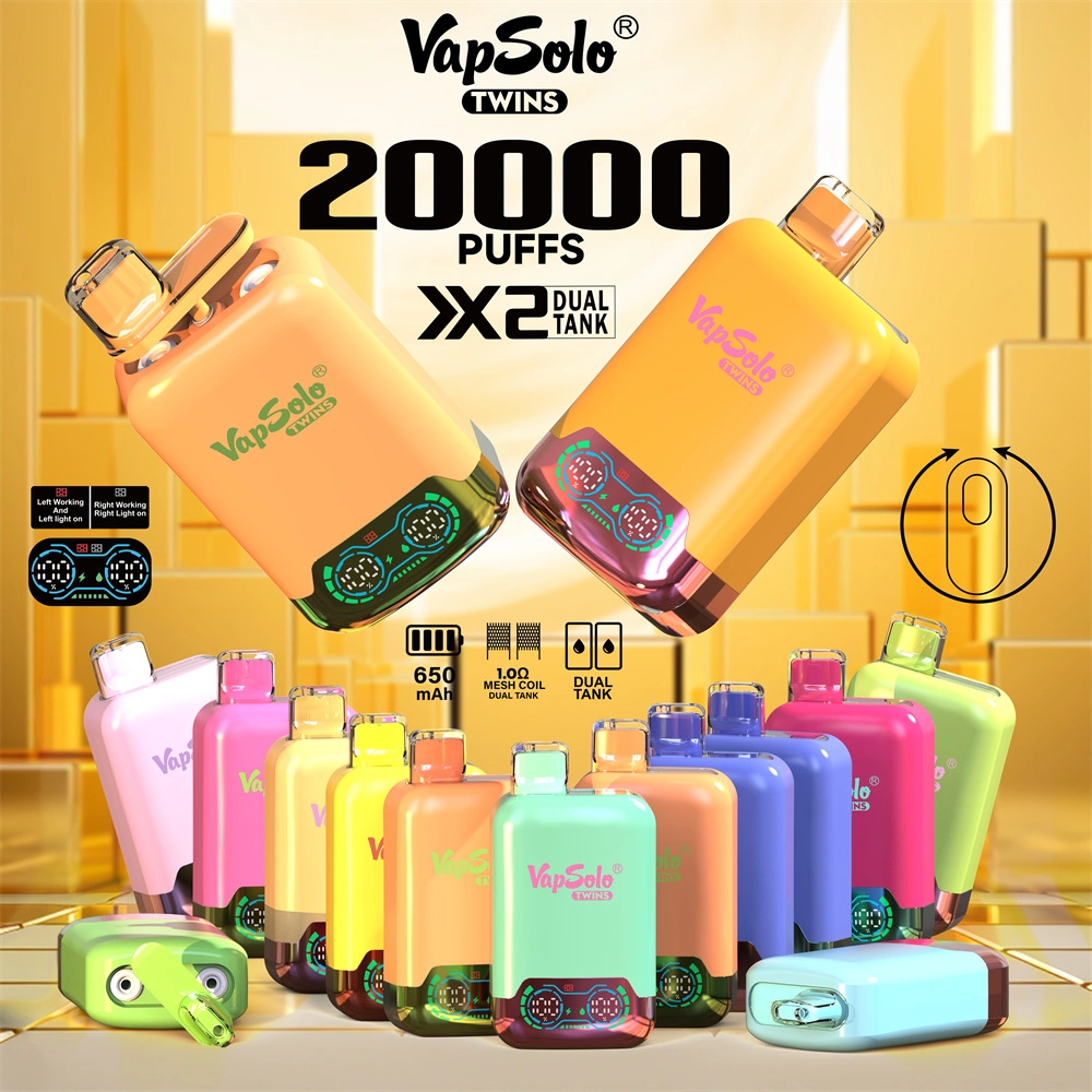 EU Warehouse Vapsolo 2024 Hot Sale 20000 Puff Dual Mesh Coil Dual Tank Vapes 20K Wholesale Cheap 650mAh Battery Display E Cigarette Disposable Vape