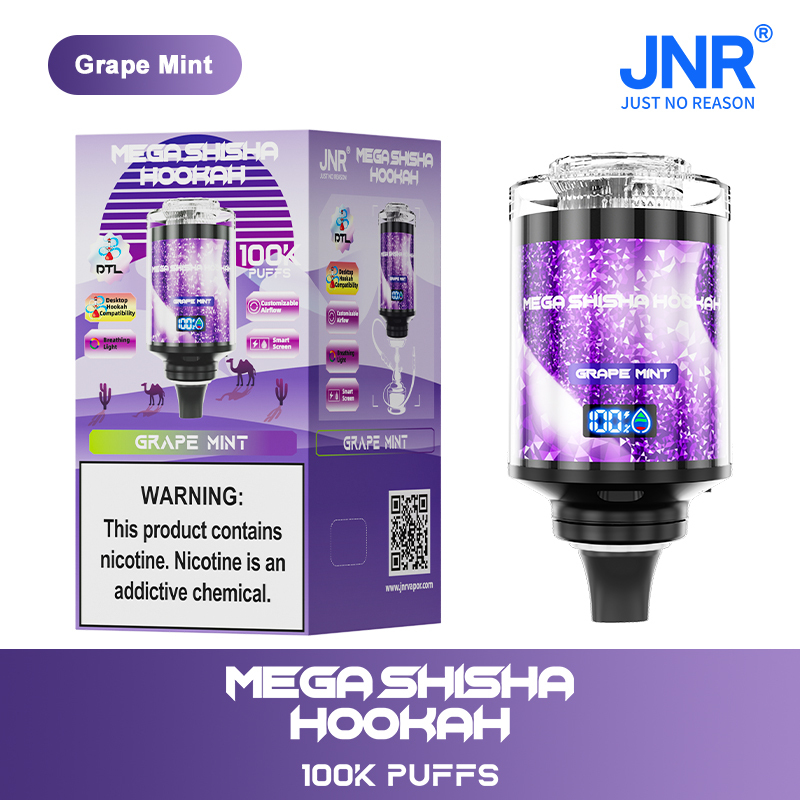 Jnr Mega Shisha Hookah 100000 Puffs 100K Vape Desktop Hookah Compatibility 12 Flavors to Breathing Light Customizable Airflow