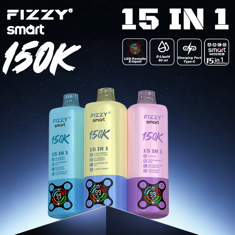 2026 Best Sales Fizzy 150000 80000 Puffs 150K 100K 80K 60K 50K Puff 15 in 1 6 in 1 4 in 1 Vape Bar 2% 5% Nicotine Wholesale Disposable E Cigarette Best Sales