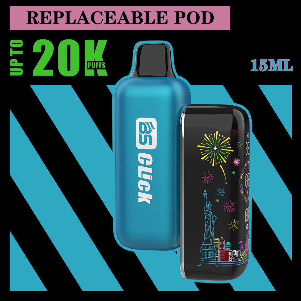 Breze Stiik BS Click Mesh Replacement Disposable Vape Pod with 20000 Puffs E-Cig Tank E-Cigarette Vape Pen 20K Vapor