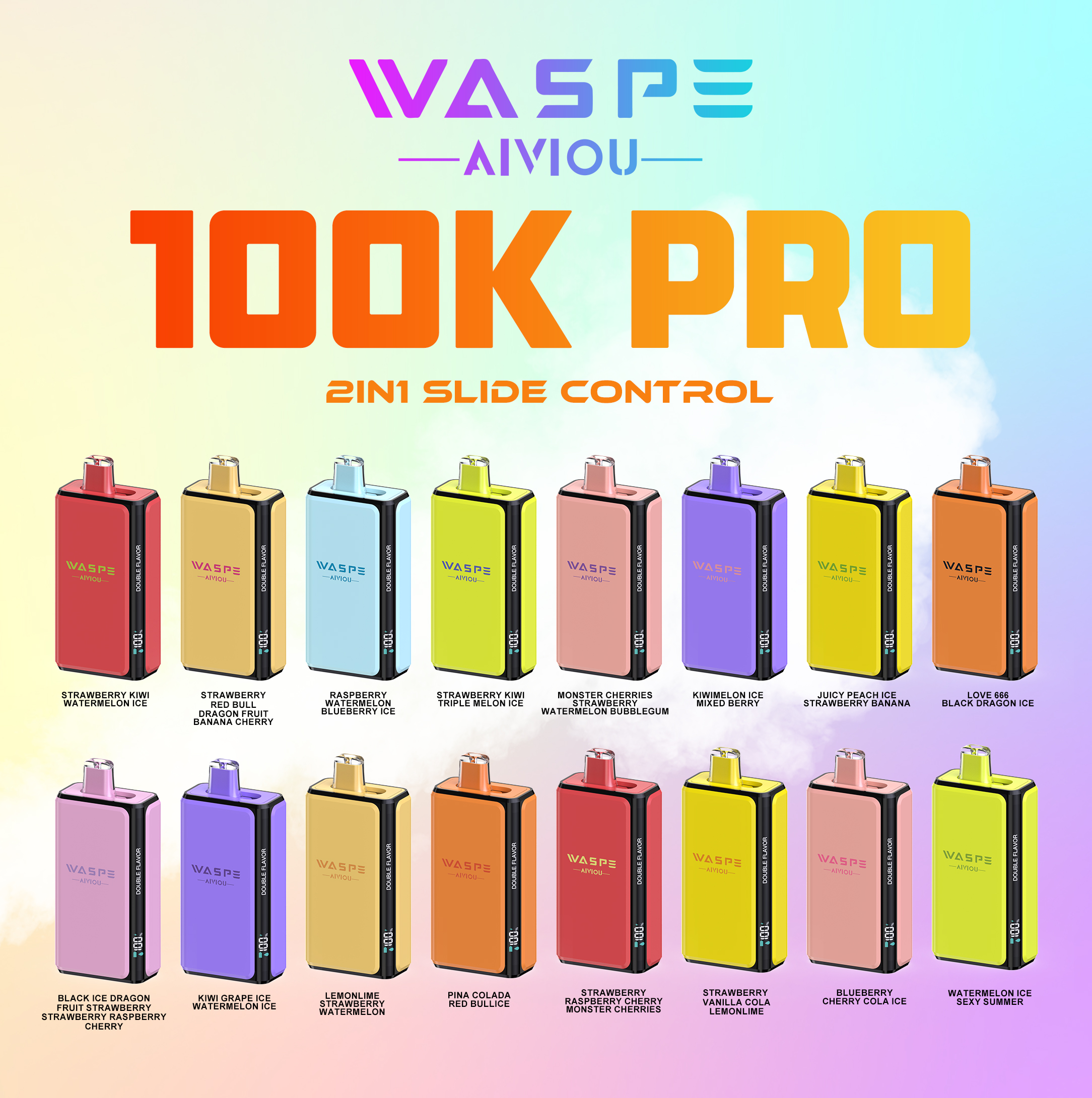 Wholesale Disposable Vape Waspe 100K PRO Puffs 2in1 Intelligent Smoke Double Flavors EUwarehouse